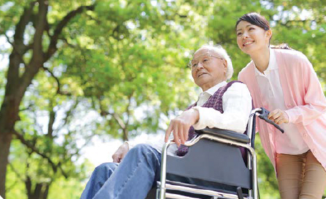 Wheelchair man and nurse