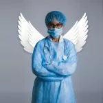 Hospice caregiver with wings